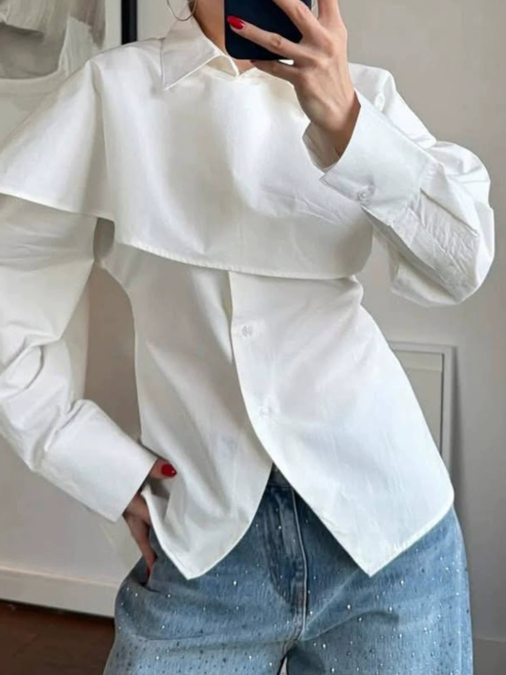 Zara Fall Winter Casual Office Designer Cape Layered 2-Piece Top